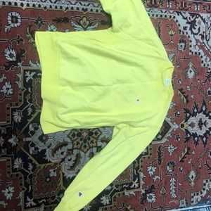 neon yellow champion crewneck hoodie